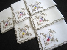 6 guardanapos de almoço vintage de linho madeira bordados tradicionais camponesas comprar usado  Enviando para Brazil