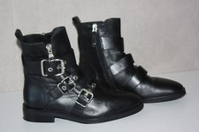 MINELLI Bottines Boots Cuir Noir Lanières Boucles T 36 TBE comprar usado  Enviando para Brazil