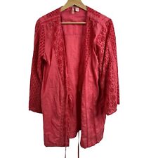 Usado, Cardigã feminino Eloise bordado rosa floral quimono manga 3/4 algodão P/M comprar usado  Enviando para Brazil