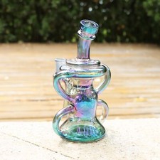 Cachimbo de água bong de vidro borda roxa 7,8" grosso feito à mão reciclador copo para fumar comprar usado  Enviando para Brazil