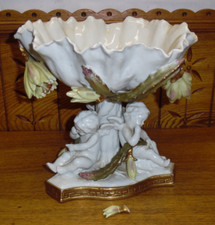 Tigela de porcelana antiga querubim floral 2 peças peça central - M-411 comprar usado  Enviando para Brazil
