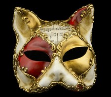 Maschera Di Venezia Gatto - Nota Musica - Carta Cartapesta - Rosso Dorata #22330, używany na sprzedaż  Wysyłka do Poland