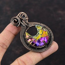 Pingente de titânio pedra drusa fio de casamento lua crescente envolto joia cobre comprar usado  Enviando para Brazil