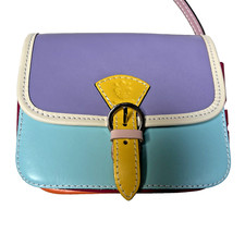 Bolsa italiana de couro grosso qualidade multicolorida adorável pequena cor pastel comprar usado  Enviando para Brazil