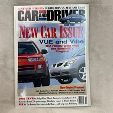 Revista de carro e motorista outubro de 2001 Saturn Vue Pontiac Vibe GM Kia Toyota VW comprar usado  Enviando para Brazil