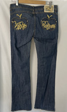 Usado, Calça jeans vintage Apple cintura baixa bootcut bordada etiqueta de metal Y2K 9/10 comprar usado  Enviando para Brazil