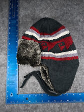 Gorro caçador peruano adulto tamanho único cinza vermelho acrílico poli ondas abas de orelha, usado comprar usado  Enviando para Brazil