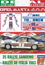 DECAL OPEL MANTA 400 H.TOIVONEN R. SANREMO 1983 4th (02) comprar usado  Enviando para Brazil