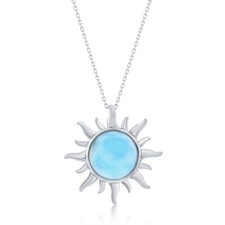 Collar de cadena colgante Larimar Sun de plata de ley de 18" segunda mano  Embacar hacia Mexico