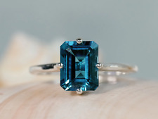 Lindo anel de prata esterlina 925 com pedra preciosa topázio azul feito à mão presente feminino A-729 comprar usado  Enviando para Brazil