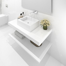 Bancada Reta Palermo em Margres com lavatório de Pousar no mesmo material comprar usado  Enviando para Brazil