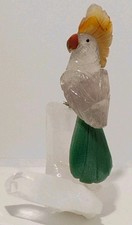 Pedra brasileira esculpida à mão pássaro cacatua quartzo, ágata, serpentina, jaspe 5,5" comprar usado  Enviando para Brazil