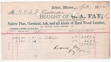 1892 fay billhead for sale  Waldoboro