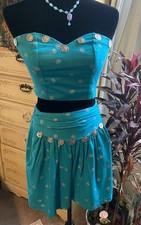 Conjunto de top cropped e shorts boho cigano hippie 2 peças tamanho pequeno lindo azul-petróleo comprar usado  Enviando para Brazil
