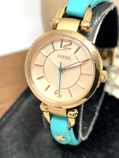 Relógio feminino Fossil ES3744 Georgia quartzo tom ouro rosa pulseira de couro azul 26mm comprar usado  Enviando para Brazil