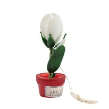 Usado, Abajur tcheco vintage vidro flor de tulipa branca em ornamento de vaso de plantas vermelho comprar usado  Enviando para Brazil