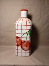 Garrafa decorativa vintage branca e vermelha de cerâmica cereja frutas comprar usado  Enviando para Brazil