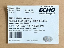 Talón de boleto de boxeo Liverpool 2014 Tony Bellew vs Nathan Cleverly segunda mano  Embacar hacia Mexico