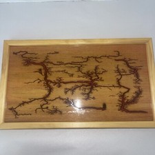 Bandeja para servir tábua de chá madeira queimada fractal Lichtenberg charcutaria 12x7 epóxi vermelho, usado comprar usado  Enviando para Brazil