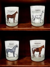 4 copos árabes Morgan Appaloosa cavalo lowball uísque puro-sangue MCM, usado comprar usado  Enviando para Brazil