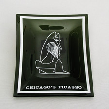 BANDEJA DE BUGIGANGAS CHICAGO'S PICASSO - VIDRO FUMÊ PRETO ESCURO 4 3/4" X 3 7/8" MCM comprar usado  Enviando para Brazil