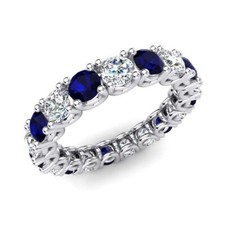Usado, Anel Eternity Band redondo de safira azul com moissanita 4 mm folheado a ródio comprar usado Usado, Anel Eternity Band redondo de safira azul com moissanita 4 mm folheado a ródio comprar usado  Enviando para Brazil
