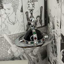Colar pingente corrente Vivienne Westwood orbe gigante vovó prata preta novo na caixa comprar usado  Enviando para Brazil