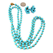 Conjunto de brincos e colar de 36 pol. turquesa Lucite parafuso traseiro comprar usado Conjunto de brincos e colar de 36 pol. turquesa Lucite parafuso traseiro comprar usado  Enviando para Brazil