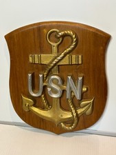 Placa de parede vintage de metal naval submarino salvamento madeira latão Marinha dos EUA militar comprar usado  Enviando para Brazil