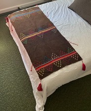 Antigo [Tapete/Arremesso de Lã Kilim Cabelo de Cabra] Marrom Bordado Tradicional, usado comprar usado  Enviando para Brazil