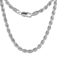 Colar de corrente de corda grossa prata esterlina 925 corte diamante 4,5 mm 7 a 30" comprar usado  Enviando para Brazil