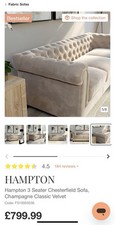 Chesterfield velvet sofa for sale  BRISTOL