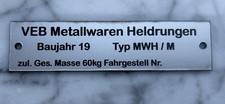 Mwh typenschild mopedanhänger gebraucht kaufen  Delitzsch