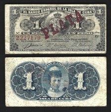 CARIBE - Banco Español  1 Peso 1896 -  Sobrecarga PLATA -   BC+ / Fine+ comprar usado  Enviando para Brazil