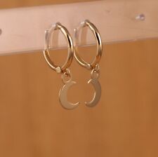 Argolas de berloque de ouro amarelo 9 quilates real lua crescente diamante 10 mm. Brincos um par na caixa comprar usado  Enviando para Brazil