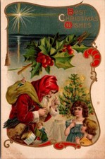 Cartão postal de Natal antigo bolsa de Papai Noel brinquedos crianças estrela Belém 1910 comprar usado  Enviando para Brazil