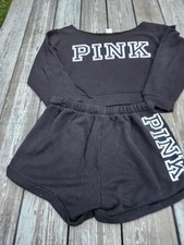 Conjunto de shorts moletom feminino PINK Victoria's Secret pulôver preto médio lounge comprar usado  Enviando para Brazil