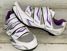Usado, Tênis de ciclismo Venzo MX bicicleta de estrada branco roxo cinza reflexivo feminino tamanho 8.5 NOVO comprar usado  Enviando para Brazil