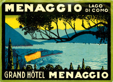 Grand Hotel Menaggio ~LAGO di COMO - ITÁLIA~ Enorme etiqueta de bagagem antiga MOLTENI, 1935 comprar usado  Enviando para Brazil