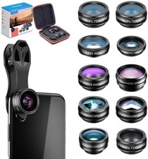 Kit de lentes de câmera de telefone 10 em 1 grande angular/macro/olho de peixe/telefoto/CPL/fluxo etc., usado comprar usado  Enviando para Brazil