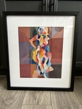 Arte original vintage aquarela figura emoldurada retrato pintura cubista abstrata comprar usado  Enviando para Brazil