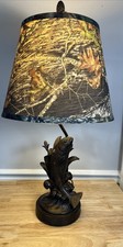 Abajur de mesa peixe rústico camuflagem sombra cabine pesca robalo vintage funciona comprar usado  Enviando para Brazil