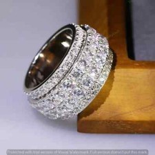 Anel de aliança de casamento masculino 4 quilates Ice Out moissanita fileira dupla folheado a ouro branco 14k comprar usado  Enviando para Brazil