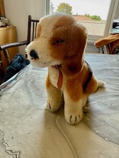 Vintage Rígido Mohair Assentado Marrom e Branco BEAGLE Cachorro 8" Alemanha Alemão, usado comprar usado  Enviando para Brazil