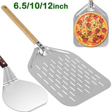 Casca de pizza antiaderente de metal 10/12 polegadas com cabo de madeira bandeja para assar bolo comprar usado  Enviando para Brazil