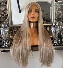 Peruca de renda loira cinza parte central peruca estilo cabelo loiro cinza luxo comprar usado  Enviando para Brazil