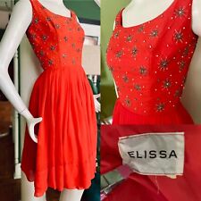 Vestido de festa/jardim plissado vintage anos 50 XS bordado com miçangas ajuste estrelas VLV comprar usado  Enviando para Brazil