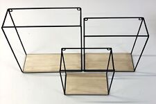 Gadgy® Zestaw półek ściennych Czarny Metal Drewno Dekoracja Salon Styl industrialny na sprzedaż  PL