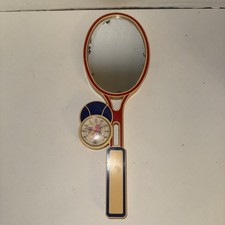 Usado, Raquete de tênis vintage Japão espelho termômetro decoração de parede floral década de 1970 comprar usado  Enviando para Brazil