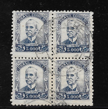 BRASIL SCOTT 459 BLOCO USADO de 4 - 1938 5000r VIO EDIÇÃO AZUL - RUY BARBOSA, usado comprar usado  Enviando para Brazil